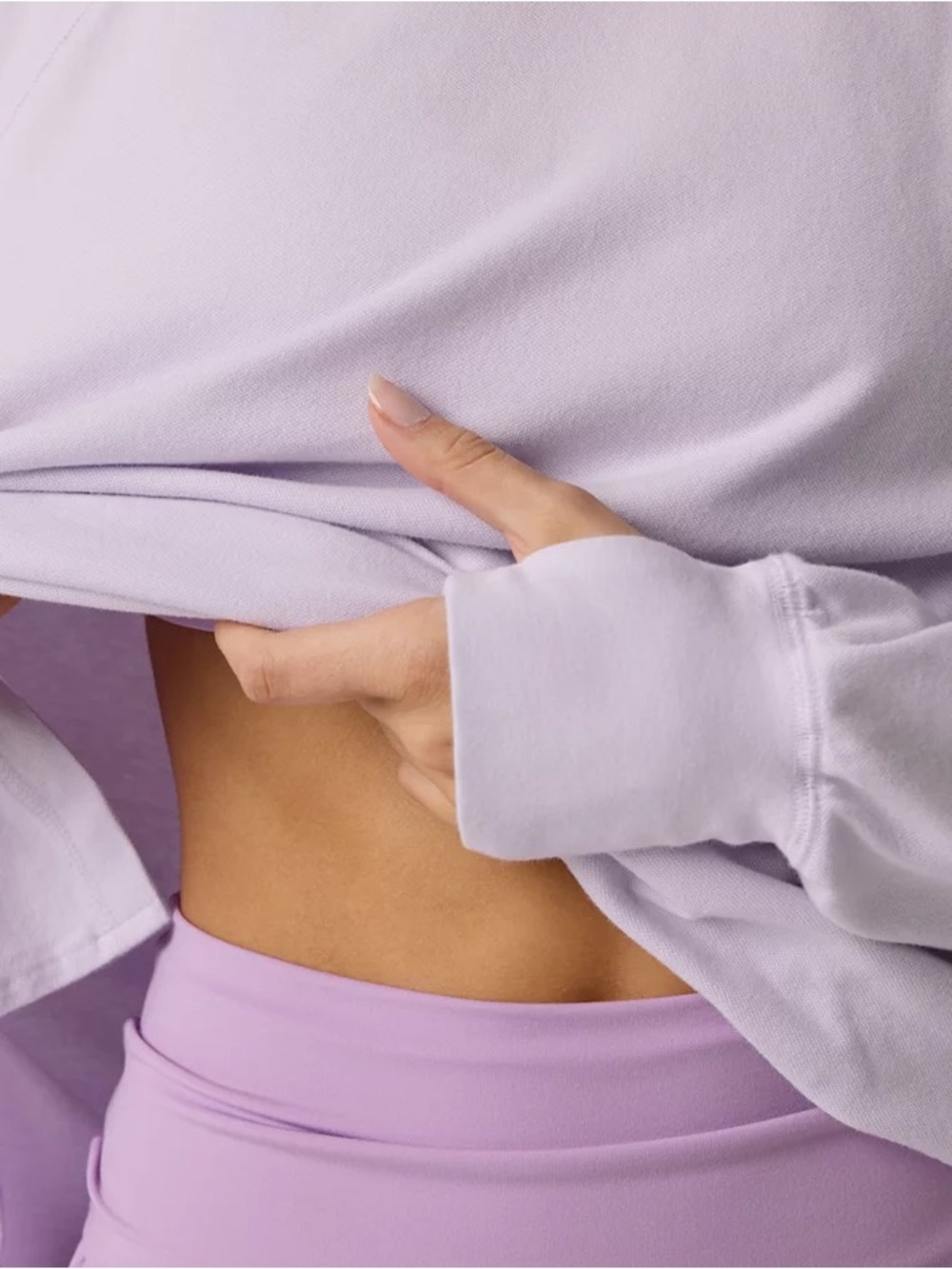 Aerie Offline Lavender Longsleeve Pique T-Shirt Oversized Dolman Balloon Sleeves - Picture 11 of 12